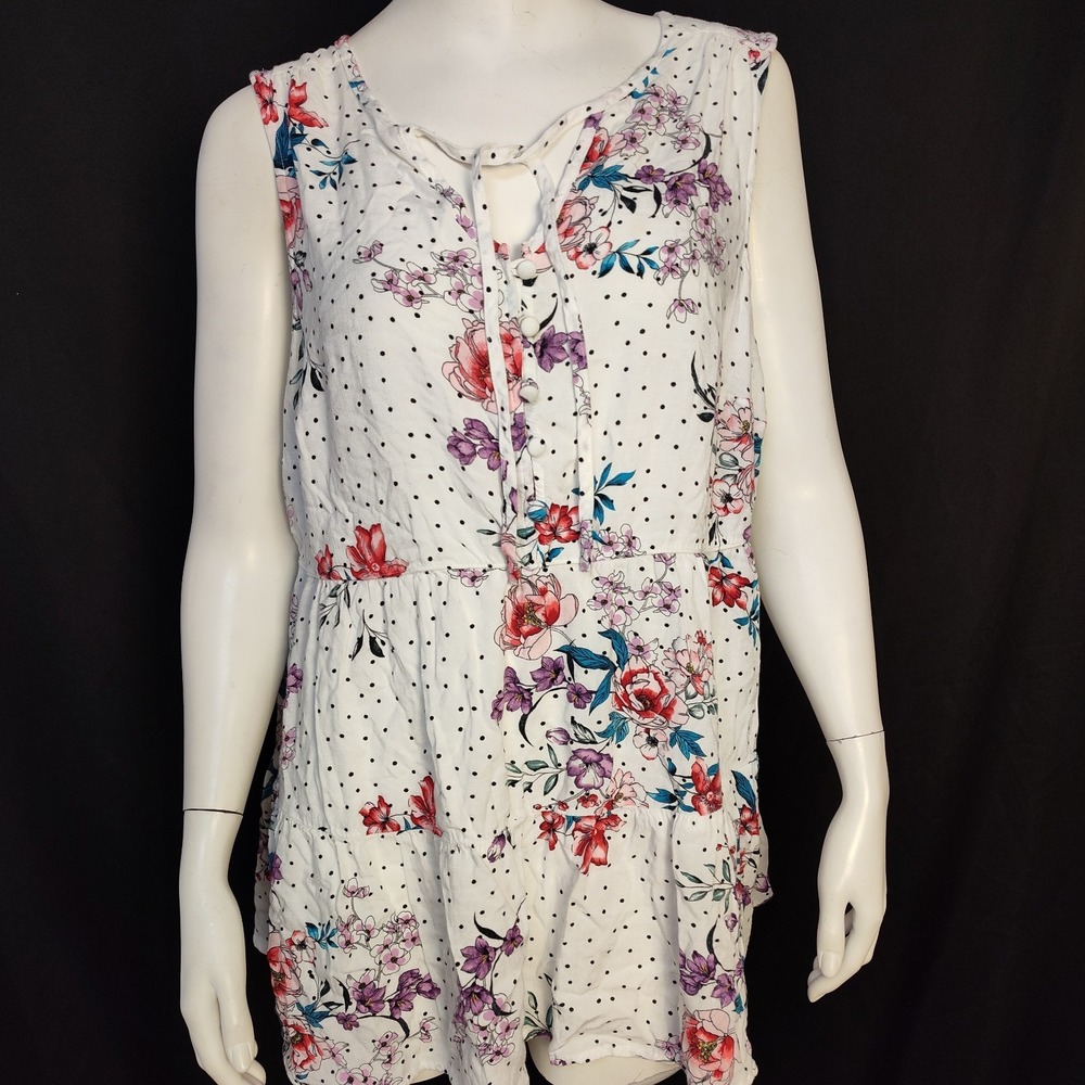 Torrid 1 top floral Boho polka dot tiered garden hippie flowy beach light